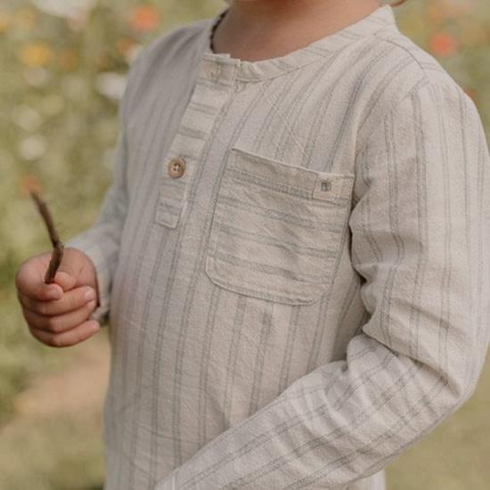 Camicia maniche lunghe forest green stripe - Little Dutch - immagine 4