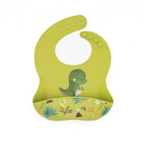 Bavaglino con tasca in silicone - Dinosauro Cracky - SASSI