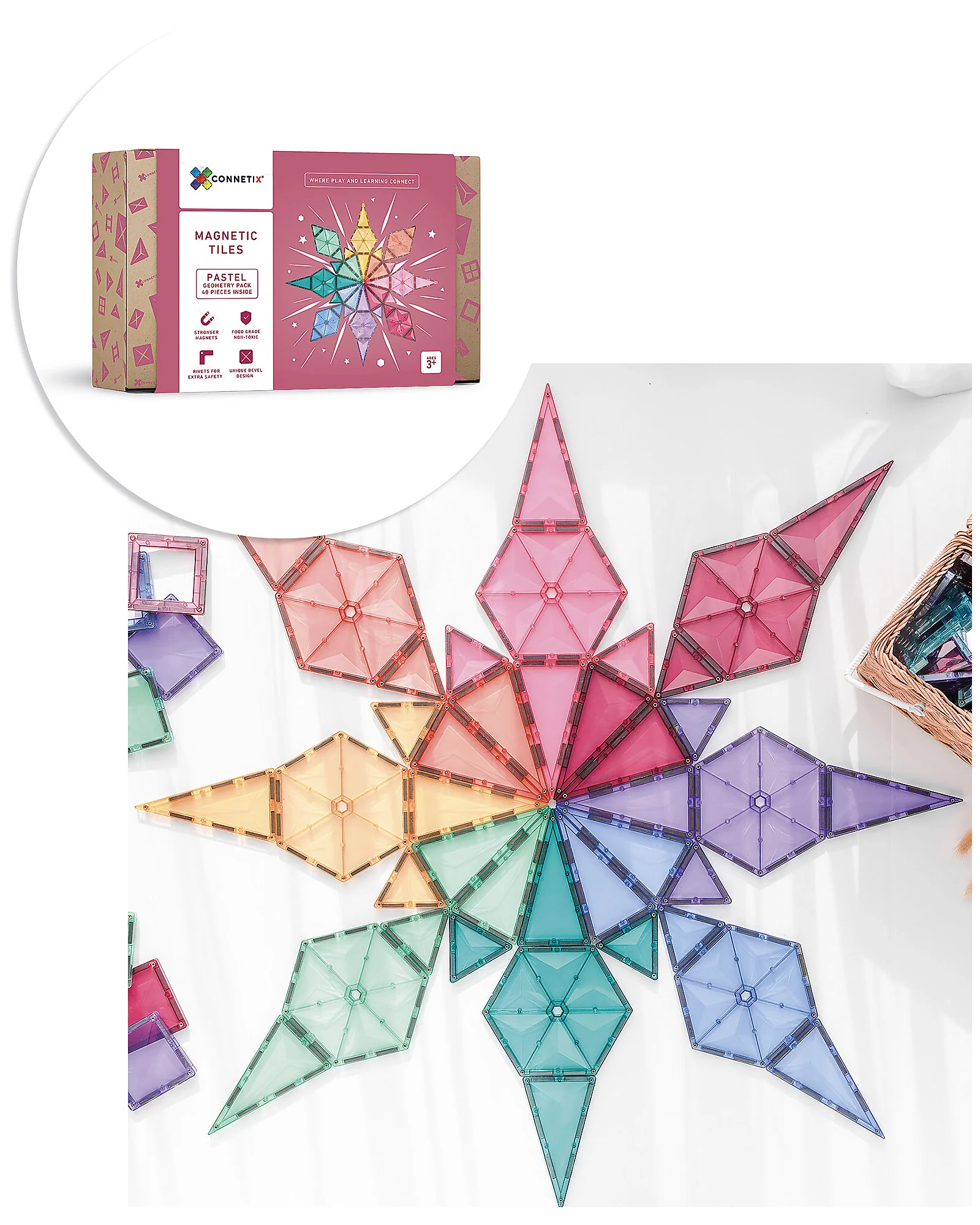 Aliai - 40 Pezzi - Forme Geometriche - Pastello - 100% Plastica ABS Atossica - Apprendimento STEM! - immagine 5