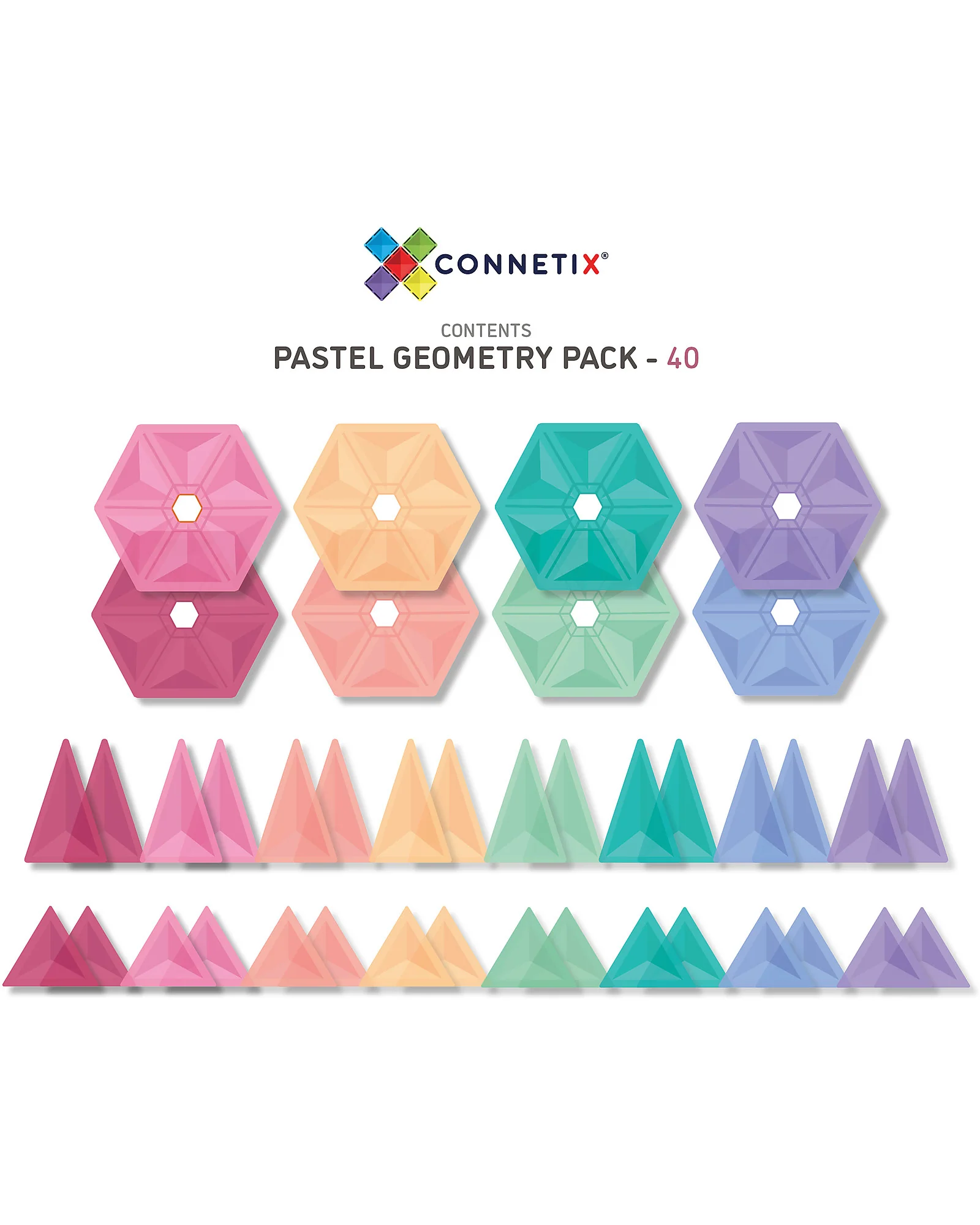 Aliai - 40 Pezzi - Forme Geometriche - Pastello - 100% Plastica ABS Atossica - Apprendimento STEM! - immagine 3