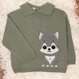 Maglia neonato lupo in pura lana merino ultrafine - Maglificio di Verona